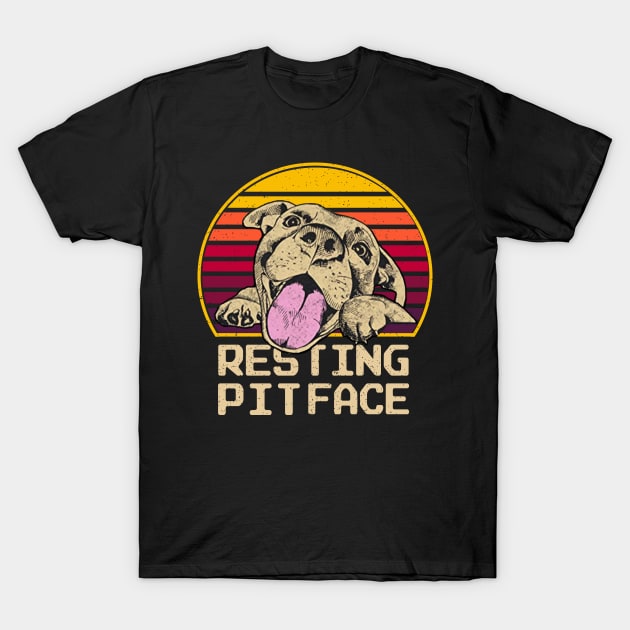 Dog Pitbull Resting Pit Face Funny T-Shirt by S-Log